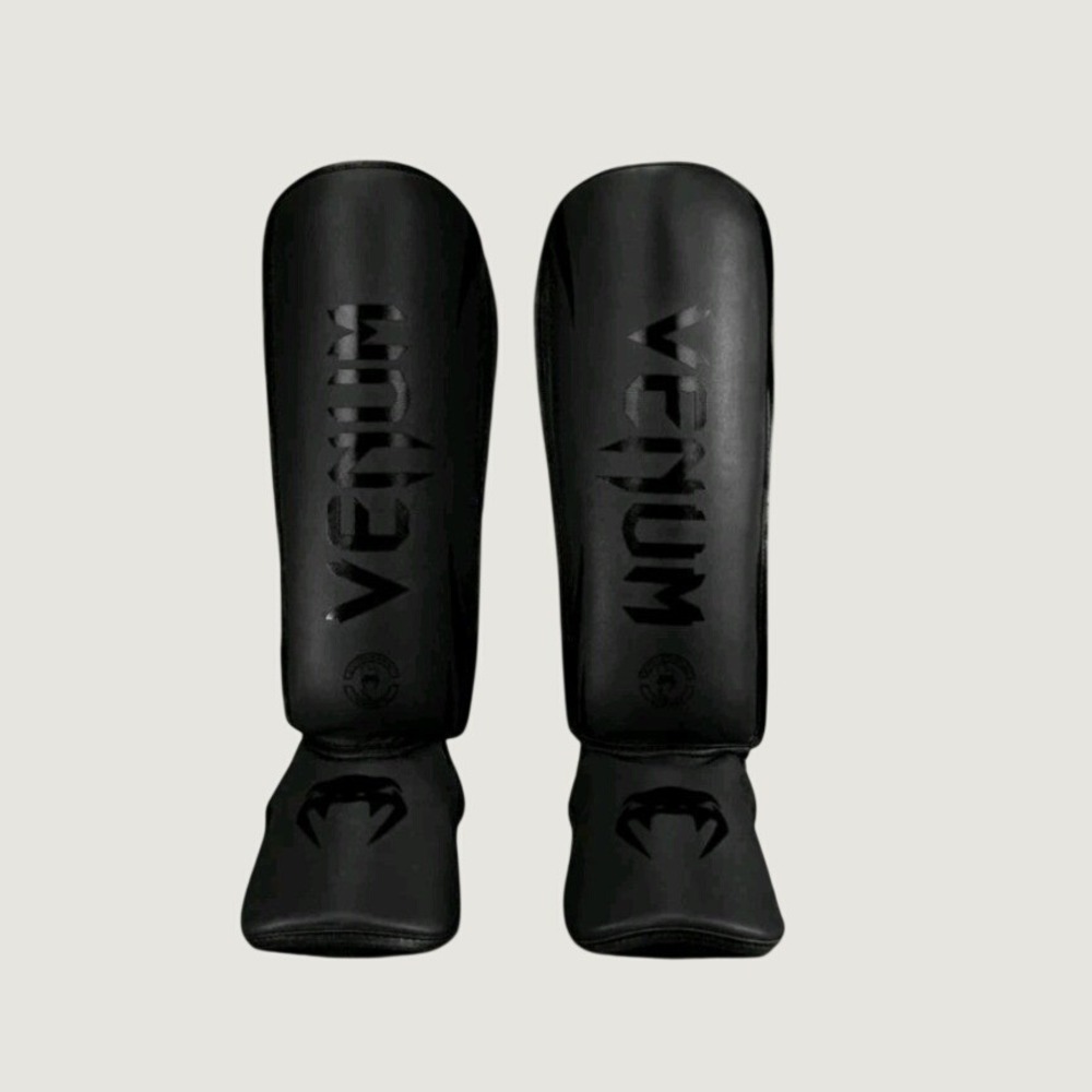 Venum Challenger Stand Up Shin Guards XL Black NWT Skintex Leather MMA Muay Thai